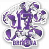 lila Teamfarben Aufkleber (Vorderseite)