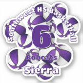 lila Teamfarben Basketball-Kindersport Aufkleber (Vorderseite)