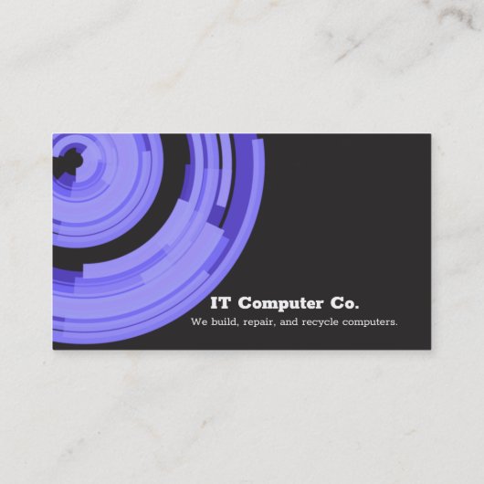 Lila Tech auf Dunkelgrau Visitenkarte (Rückseite)