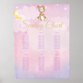 Lila Teddy Bär Girl's Baby Shower Seating Chart Poster