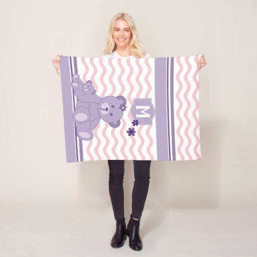 Lila Teddy Bären-Design - Eigene Anpassung Fleecedecke (Beispiel)