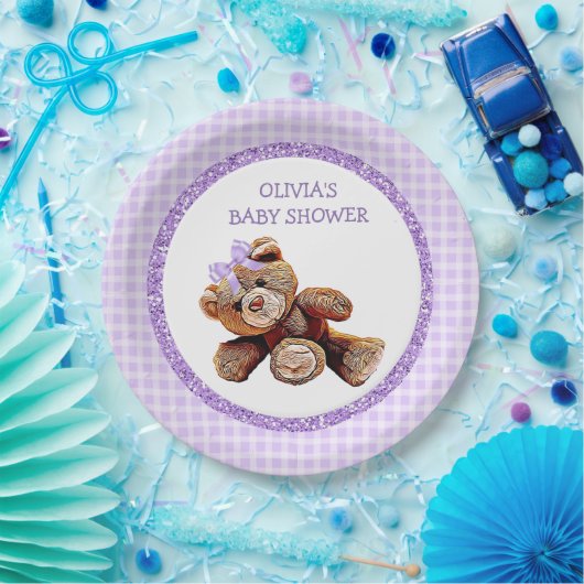 LILA Teddy Bear Baby Duschpapier Teller (Party)