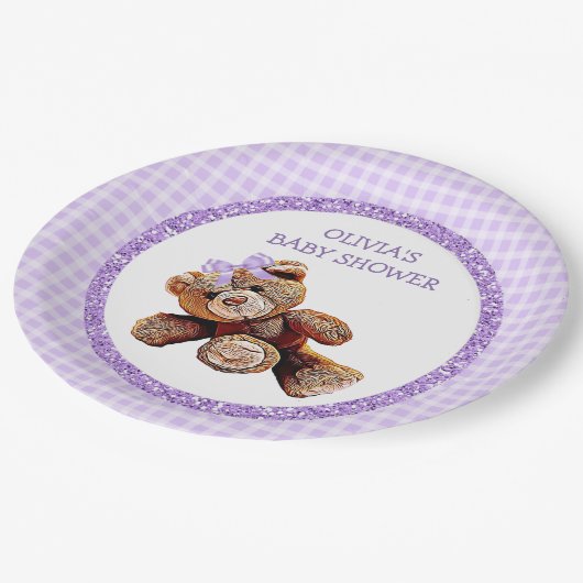 LILA Teddy Bear Baby Duschpapier Teller (Schrägansicht)