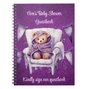 Lila Teddy Bear Girl Baby Showbook Notizblock