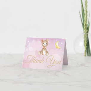 Lila Teddy Bear Girl's Baby Shower Vielen Dank Dankeskarte