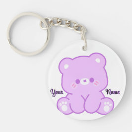 Lila Teddybär Cute Kawaii Maßanfertigung Schlüsselanhänger