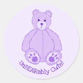 Lila Teddybär Runder Aufkleber (Vorderseite)