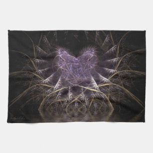 Lila Tee-Tuch des Goth Fraktal-Herz-16x24in Handtuch