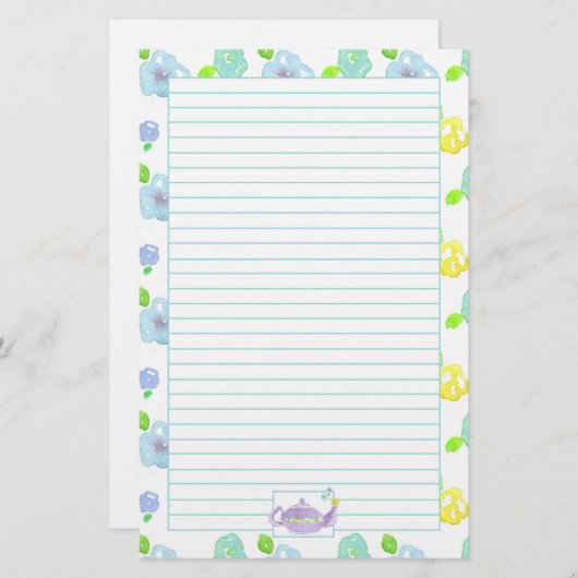 Lila Teekessel Briefpapier (Vorne/Hinten)