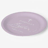 Lila Teller des White Cross Girl-Taufes Party (Schrägansicht)