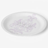 Lila Teller für feine Damast-Hochzeitspapier (Schrägansicht)