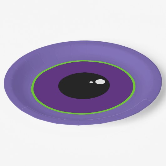 Lila Teller mit einem großen Auge (Schrägansicht)