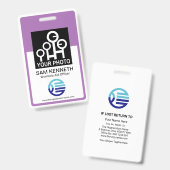 Lila Template-ID für Grenzrahmen Mitarbeiter Ausweis (Vorder- & Rückseite)