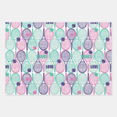 💜 Lila Tennismotive auf Packpapier Geschenkpapier Set (Vorderseite)