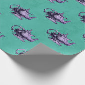 Lila Tepots auf Aquamarinen Geschenkpapier (Ecke)