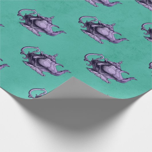 Lila Tepots auf Aquamarinen Geschenkpapier (Ecke)