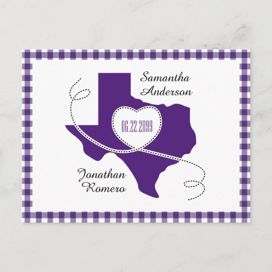 Lila Texas Curling Ribbon Save the Date Postkarte (Vorderseite)