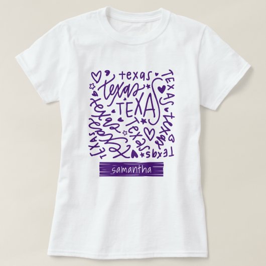 Lila Texas-Doodle-Muster T-Shirt (Design vorne)