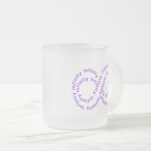 Lila Text-Unendlichkeits-Symbol-Tasse Mattglastasse (VorderseiteRechts)