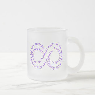 Lila Text-Unendlichkeits-Symbol-Tasse Mattglastasse