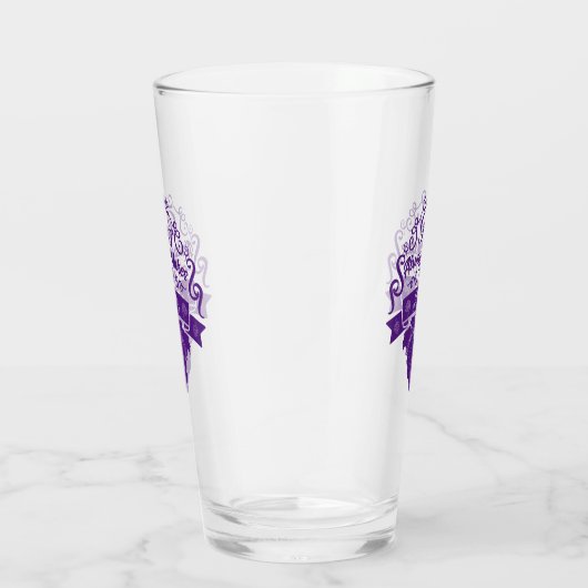 Lila Textbier macht mich immer glücklich Glas (Rechts)