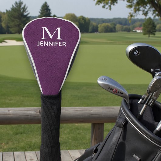 Lila Texturierte Ledermonogramm Personalisierter N Golf Headcover