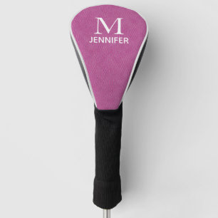 Lila Texturierte Ledermonogramm Personalisierter N Golf Headcover