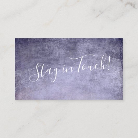 Lila texturierter Grunge "Wir haben uns bewegt Begleitkarte (Rückseite)