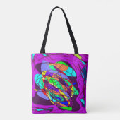 Lila Thema mit blauem, gemustertem Design Tasche (Rückseite)