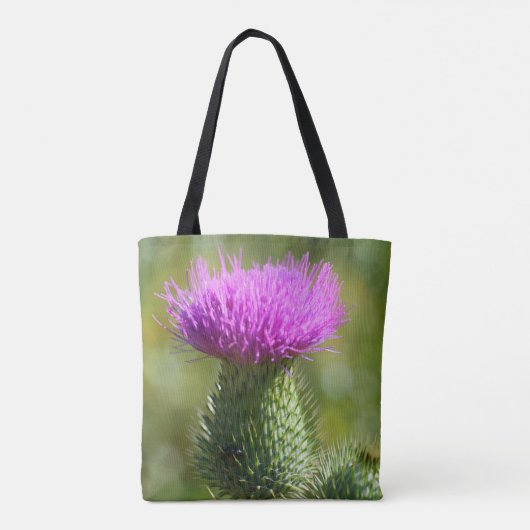 Lila Thistle Herbst-Blume Tasche (Rückseite)