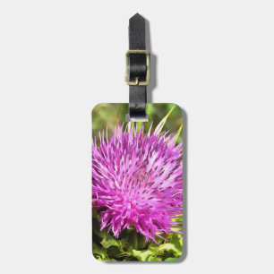 Lila Thistle Wildblume Blumenmuseum Gepäckanhänger