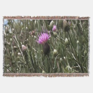 Lila Thistle Wildblume Realistische Kunst Decke