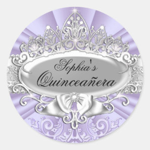 Lila Tiara & Damast Quinceanera Aufkleber