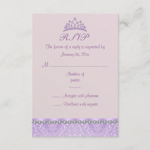 Lila Tiara & Damast Sweet16 RSVP-Karte RSVP Karte