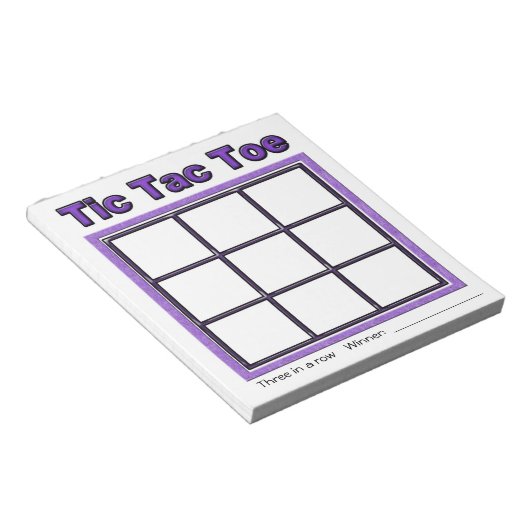 Lila Tic Tac Toe Game Notepad Notizblock (angewinkelt)