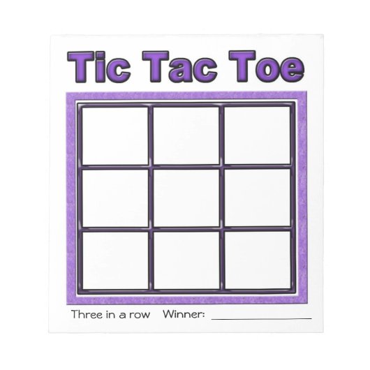 Lila Tic Tac Toe Game Notepad Notizblock (Vorderseite)