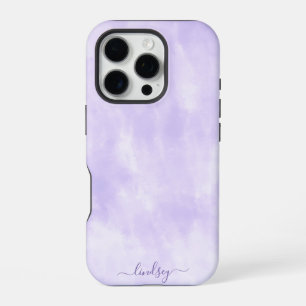 Lila-Tie-Dye-Kalligrafie Personalisierter Name iPhone 16 Pro Hülle