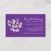 Lila Tier Sitter Groomer Paw Visitenkarte (Vorderseite)