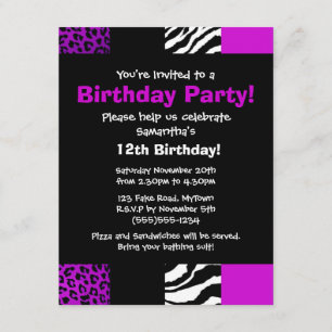 Lila Tierdruck-Party Einladung