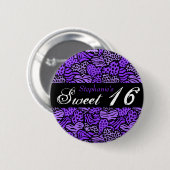 Lila Tiermuster-Herzen Sweet 16 Button (Vorne & Hinten)