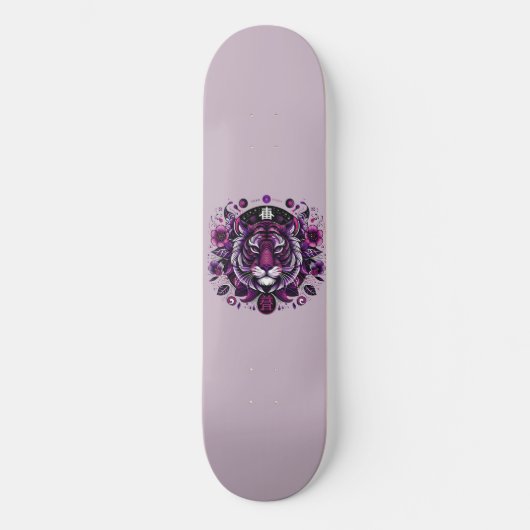 Lila Tiger-Blumenkreislauf Skateboard (Vorderseite)