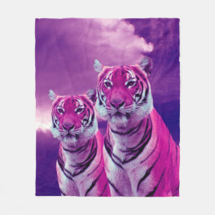 Lila Tiger Fleecedecke