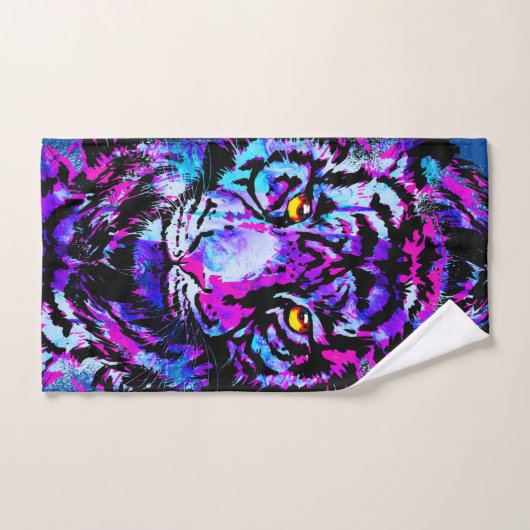 Lila Tiger Head - Blue Tiger Bath Handtuch Set (Handtuch)