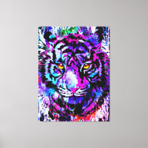 Lila Tiger Head Portrait Leinwand Printmedien