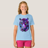 Lila Tiger Head - Tiger Portrait Artwork T-Shirt (Vorne ganz)