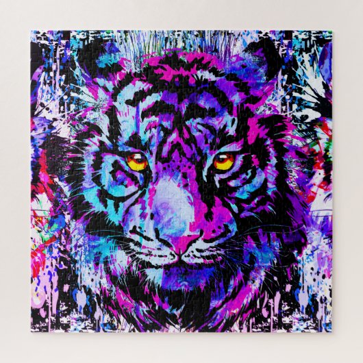 Lila Tiger Head - Tiger Portrait Jigsaw Puzzle (Vertikal)
