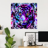 Lila Tiger Head - Tiger Portrait Poster drucken (Heimbüro)