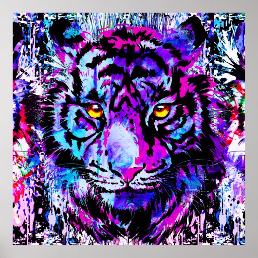 Lila Tiger Head - Tiger Portrait Poster drucken (Vorne)
