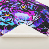 Lila Tiger Head - Tiger Portrait Sherpa Blanket Sherpadecke (3/4)