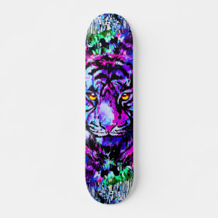 Lila Tiger Head - Tiger Portrait Skateboard